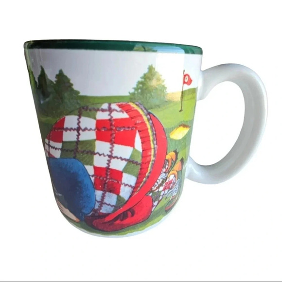 Vintage 1994 Potpourri Designs Golfing Mug Cup Christmas Santa Holiday Green - Picture 2 of 6